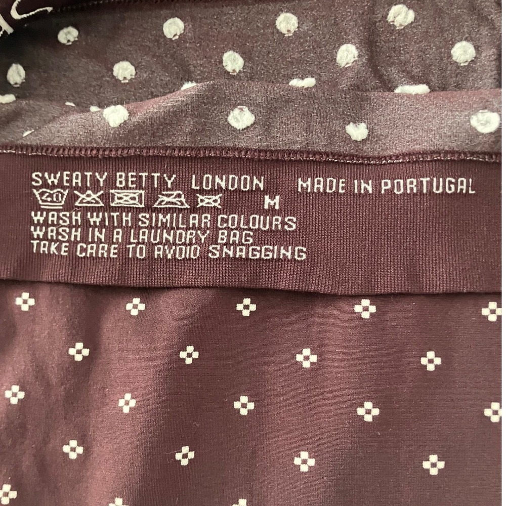 Sweaty Betty London Betty Base Layer Burgundy Fair Isle Turtleneck Top M Thermal - Picture 8 of 8